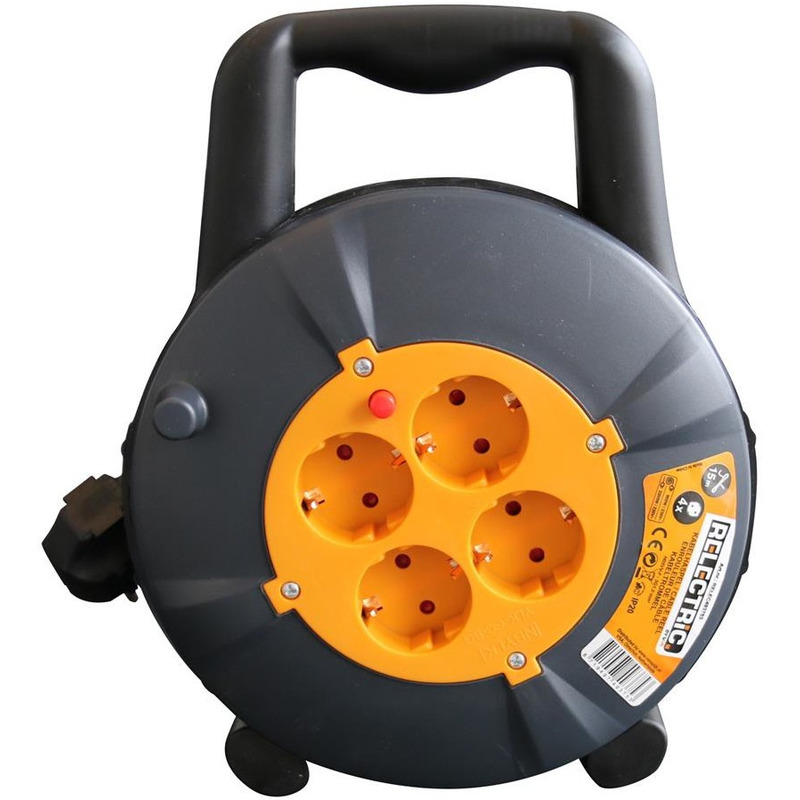 Kabelhaspel/kabelbox - 15 m - met 4 stopcontacten - stopcontact haspel -