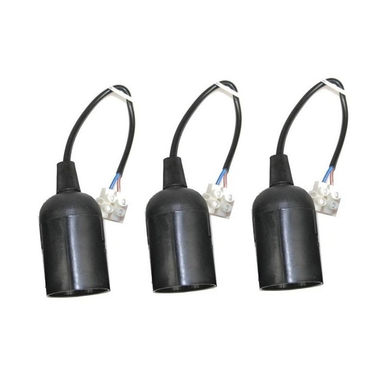 3x zwarte lamp verhuisfitting E27 -