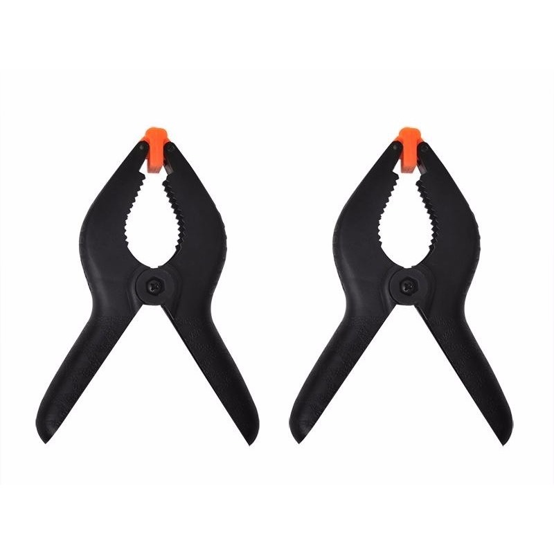 Proplus zeilklemmen/lijm klem - set 2x stuks - zwart - 15 cm - kunststof -