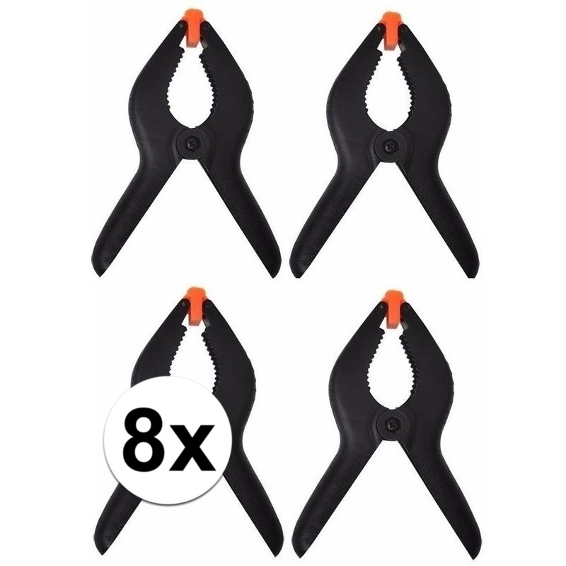 8x Zwarte hobby lijmklemmen 10 cm -