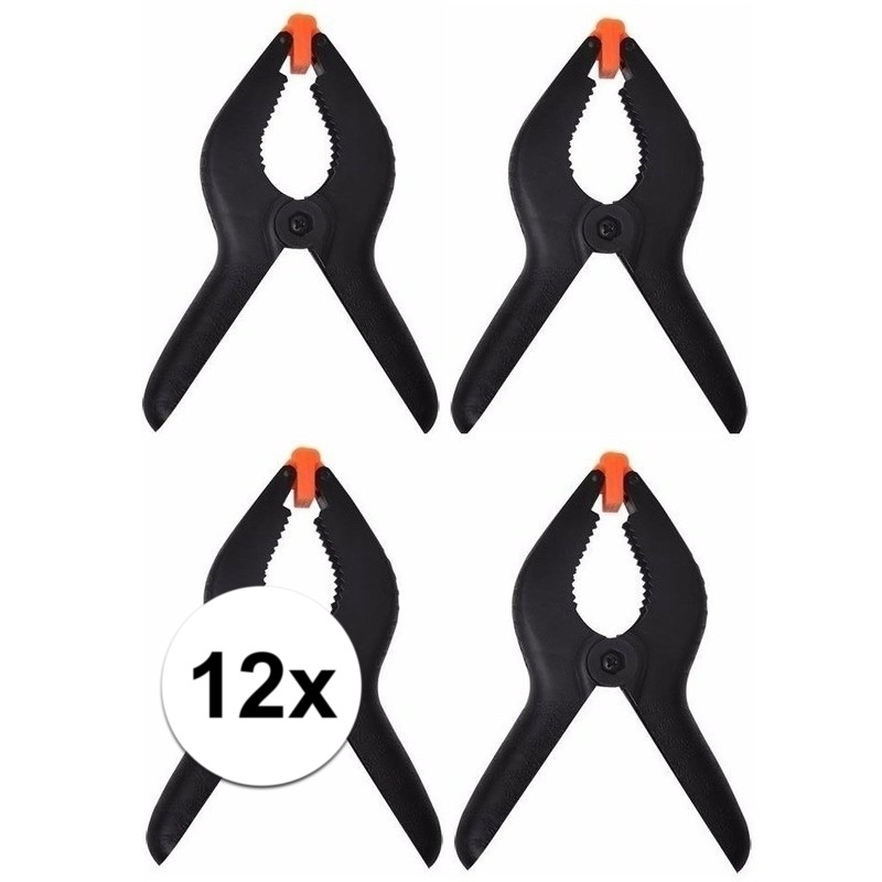 12x Zwarte hobby lijmklemmen 10 cm -