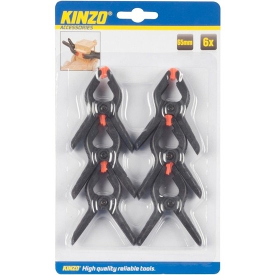 Kinzo Lijmklemmen - 6 stuks - 65 mm - hobbyklemmen - marktkraam klem -