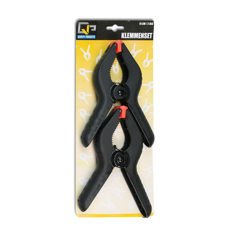 Lijmklemmen/veerklemmen - 2x stuks - 15 cm - Hobby/klusbenodigdheden - Marktkraam klemmen -