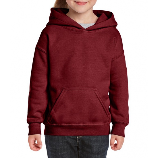 Gildan sweater met capuchon - bordeaux - voor kinderen - kinderkleding 122-128 (S) -