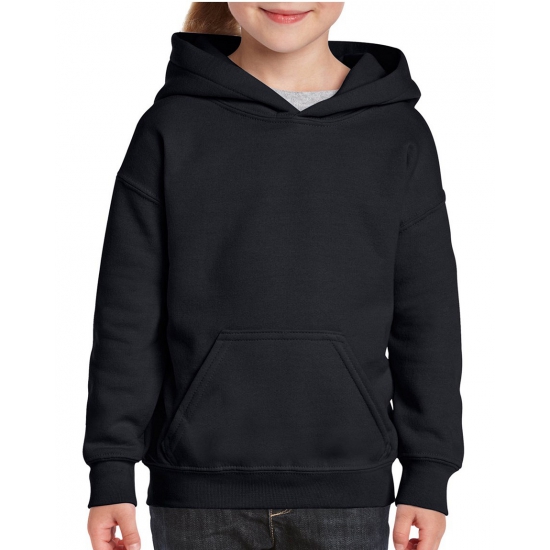 Gildan sweater met capuchon - zwart - voor kinderen - kinderkleding M (140-152) -