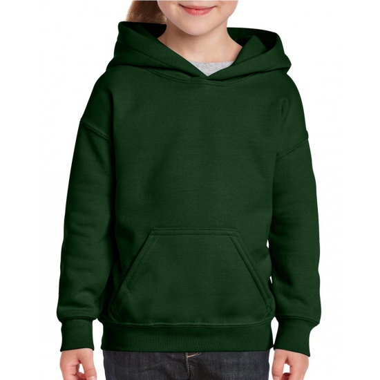 Gildan sweater met capuchon - donkergroen - voor kinderen - kinderkleding XS (104-110) -