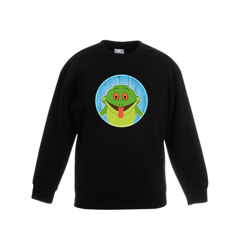 Sweater kikker zwart kinderen 7-8 jaar (122/128) -