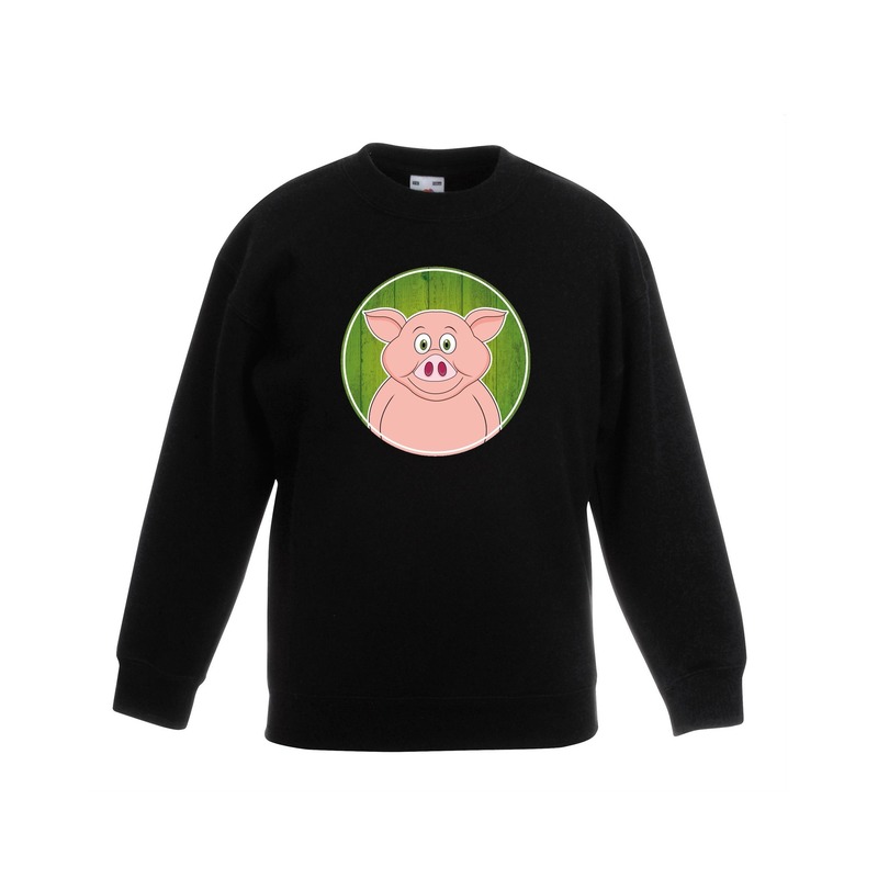 Sweater varken zwart kinderen 9-11 jaar (134/146) -