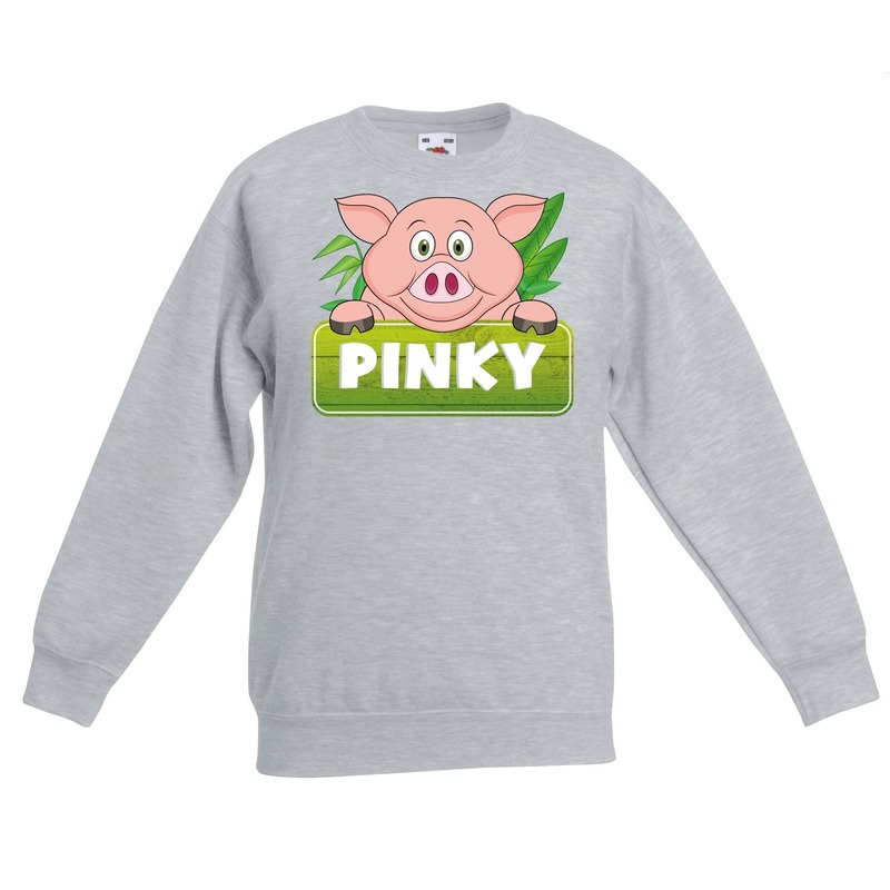 Sweater grijs voor kinderen met Pinky de big 7-8 jaar (122/128) -