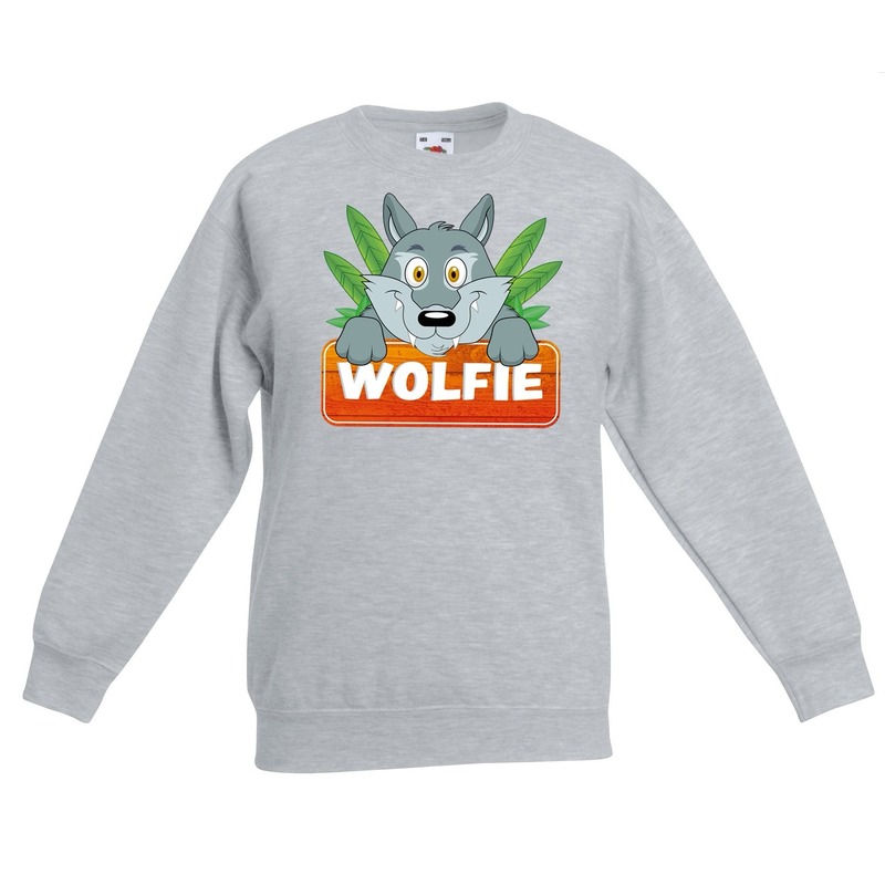 Sweater grijs voor kinderen met Wolfie de wolf 14-15 jaar (170/176) -