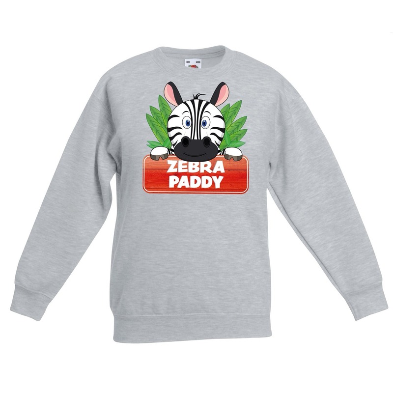 Sweater grijs voor kinderen met Paddy de zebra 7-8 jaar (122/128) -
