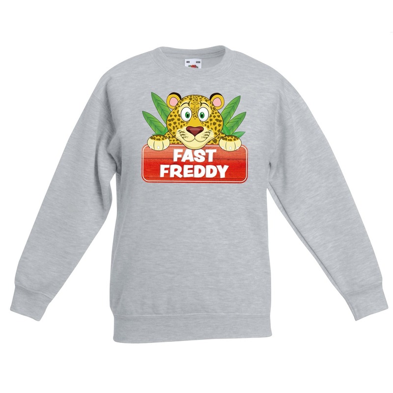 Sweater grijs voor kinderen met luipaard Fast Freddy 12-13 jaar (152/164) -