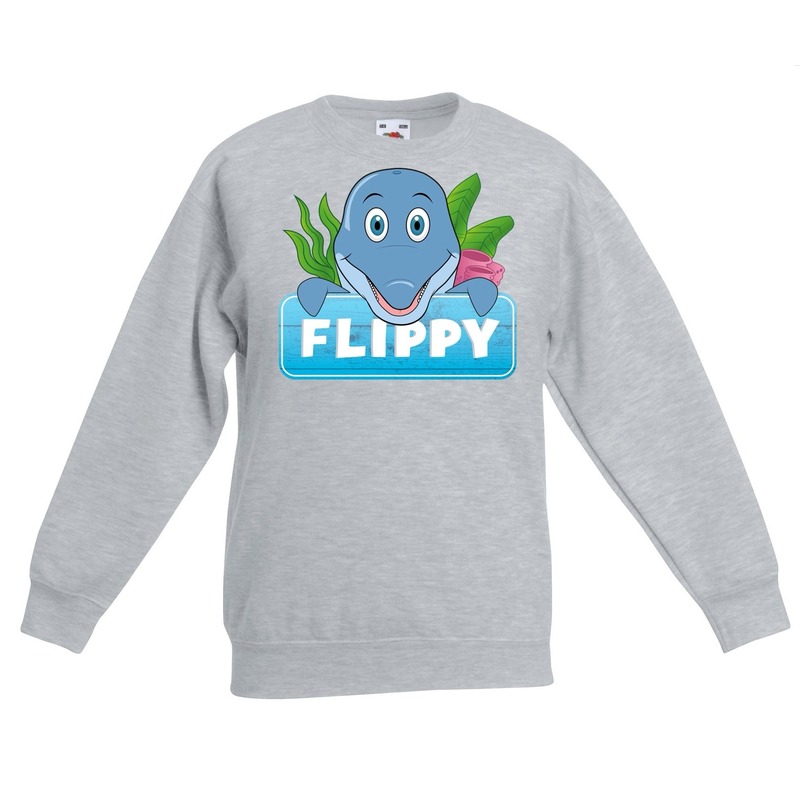 Sweater grijs voor kinderen met Flippy de dolfijn 7-8 jaar (122/128) -