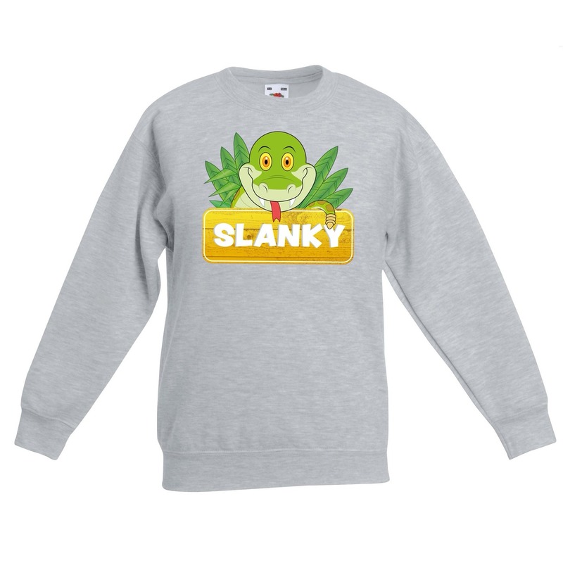 Sweater grijs voor kinderen met Slanky de slang 9-11 jaar (134/146) -