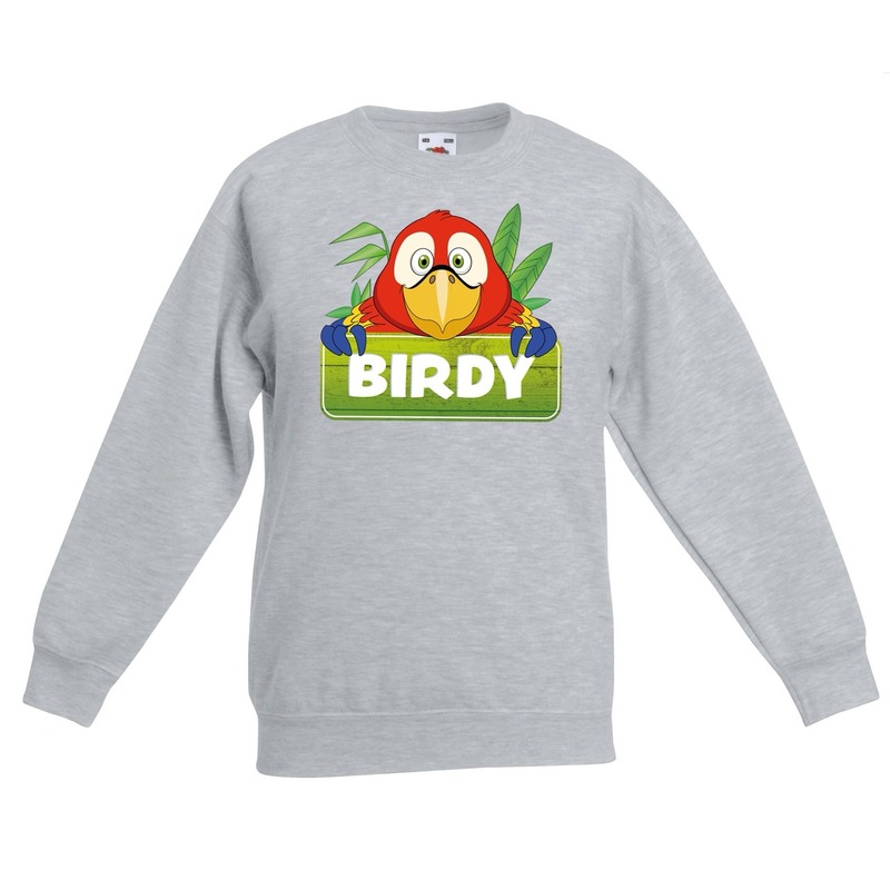 Sweater grijs voor kinderen met Birdy de papegaai 14-15 jaar (170/176) -