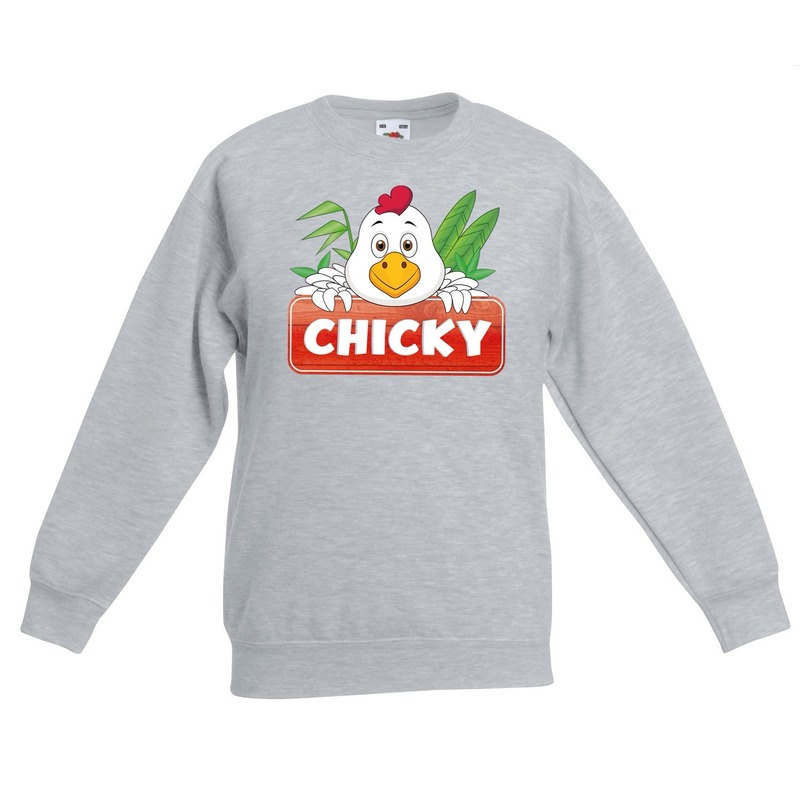 Sweater grijs voor kinderen met Chicky de kip 14-15 jaar (170/176) -