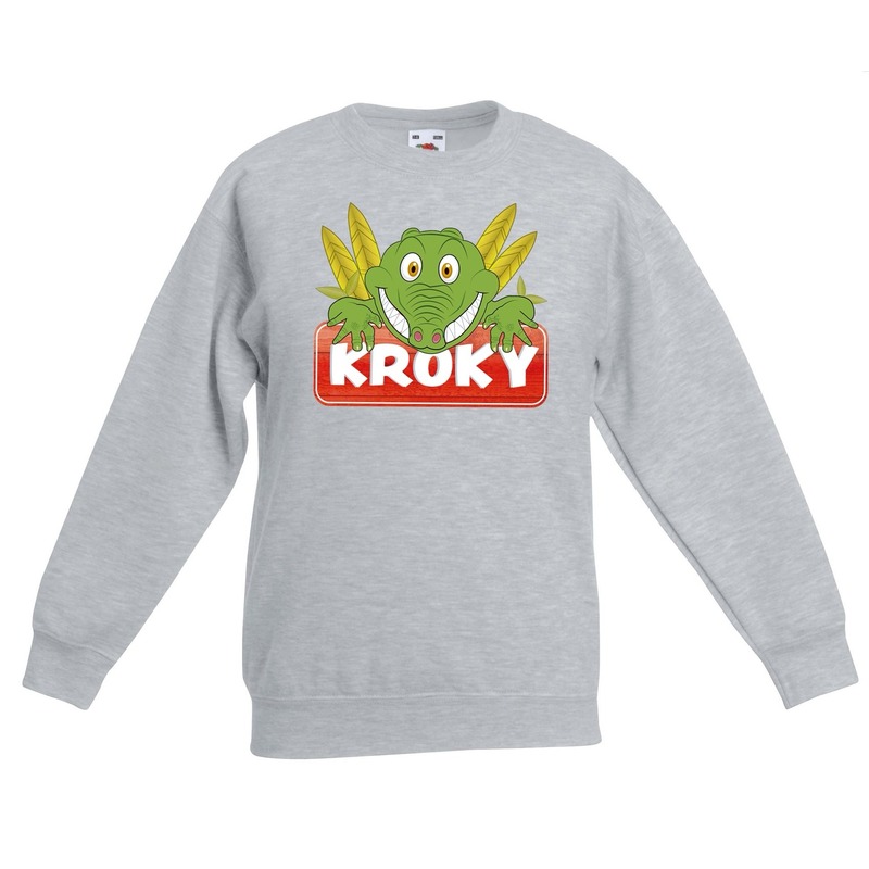 Sweater grijs voor kinderen met Kroky de krokodil 3-4 jaar (98/104) -