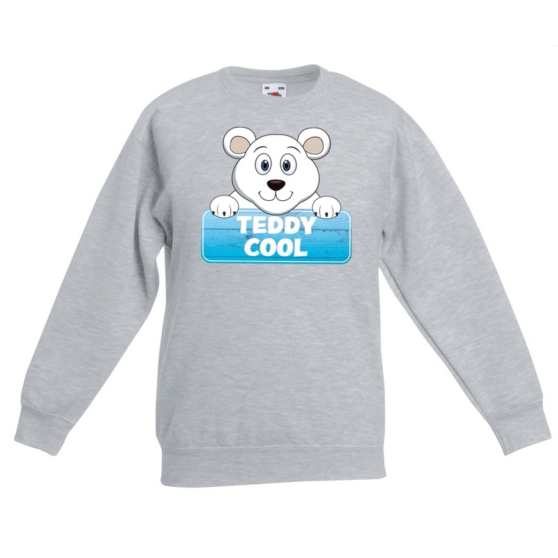 Sweater grijs voor kinderen met Teddy Cool de ijsbeer 5-6 jaar (110/116) -