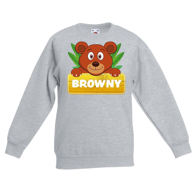 Sweater grijs voor kinderen met Browny de beer 5-6 jaar (110/116) -