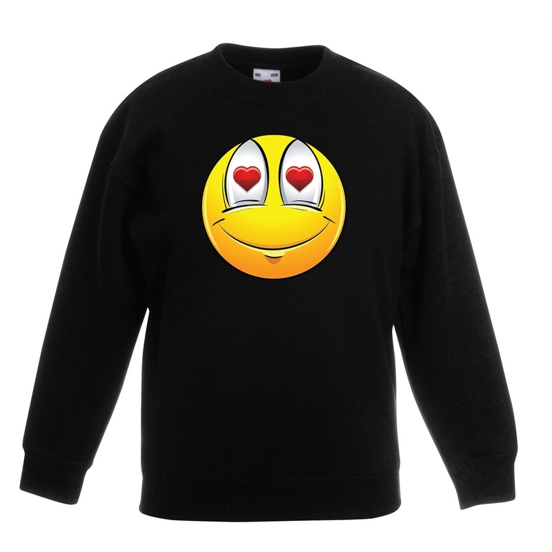 Emoticon sweater verliefd zwart kinderen 14-15 jaar (170/176) -