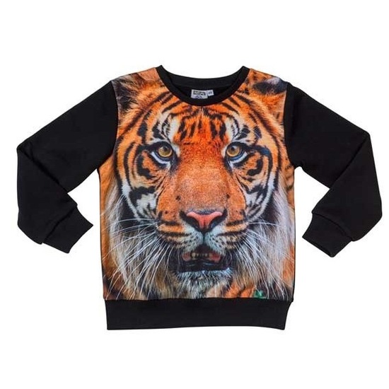 Zwarte sweater met tijger voor kinderen 128 (8-9 jaar) -