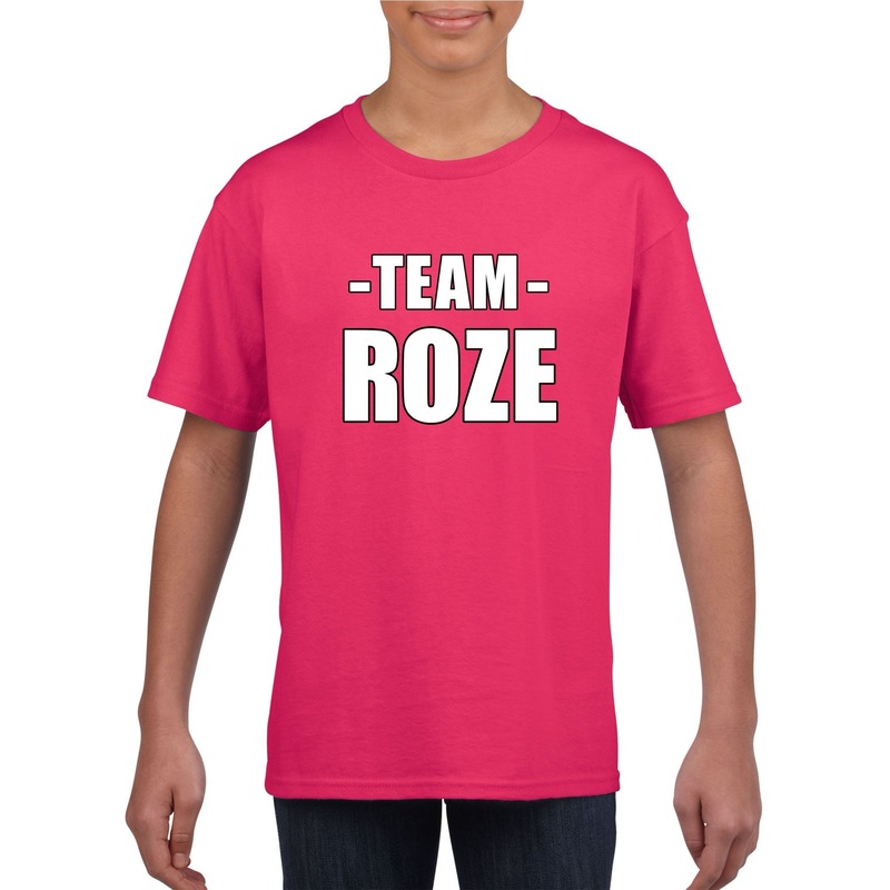 Sportdag team roze shirt kinderen M (134-140) -