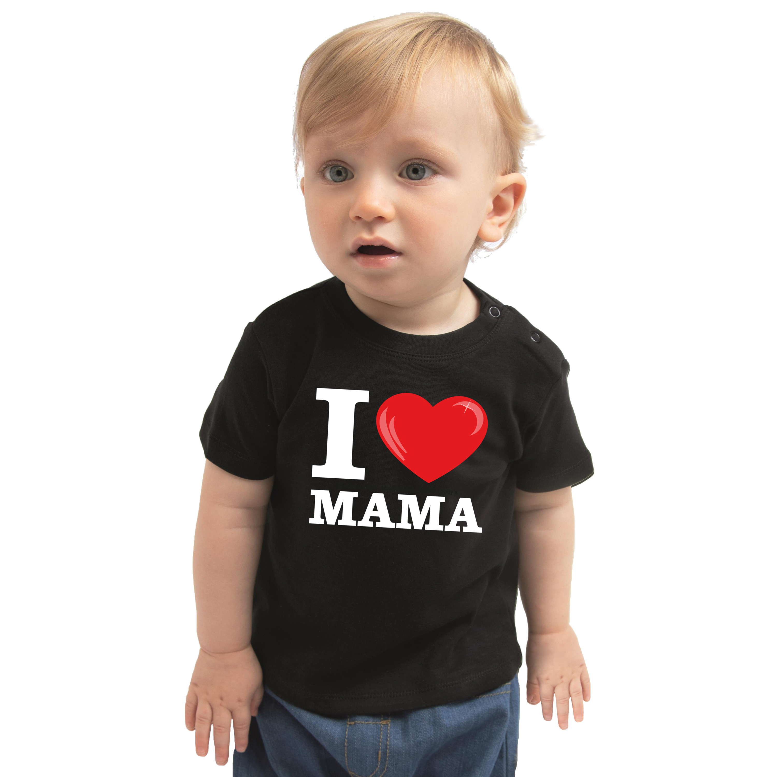 I love mama cadeau t-shirt zwart peuter jongen/meisje 98 (13-36 maanden) -