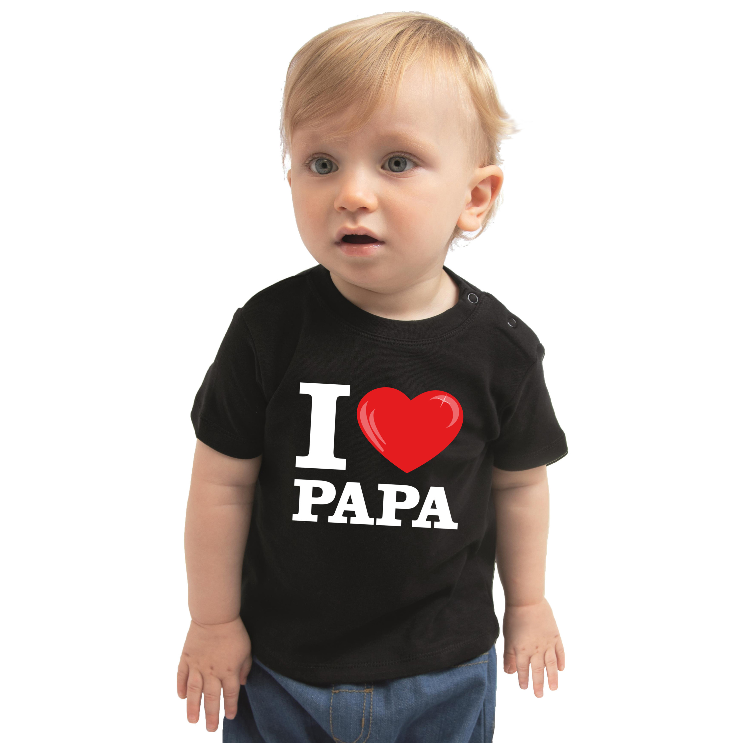 I love papa cadeau t-shirt zwart peuter jongen/meisje 98 (13-36 maanden) -