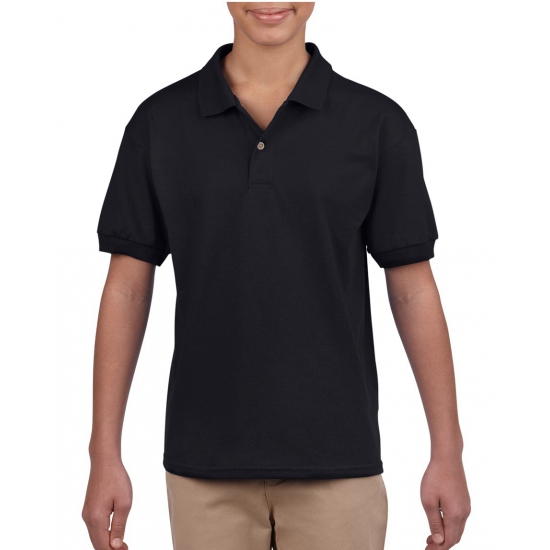 Gildan Kinderkleding poloshirt voor jongens/meisjes - zwart - korte mouwen 158-164 (XL) -