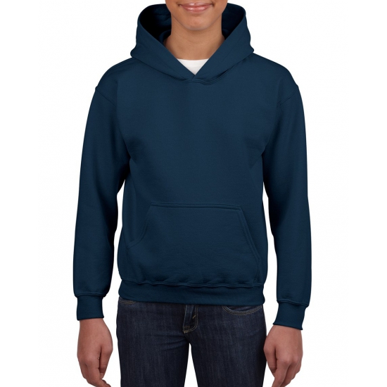 Sweater met capuchon - donkerblauw - jongens/meisjes - katoen/polyester L (164) -