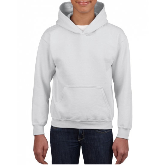 Gildan sweater met capuchon - wit - voor kinderen - kinderkleding XS (104-110) -