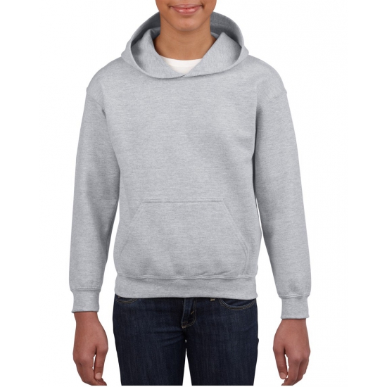 Sweater met capuchon - grijs - jongens/meisjes - katoen/polyester S (116-128) -
