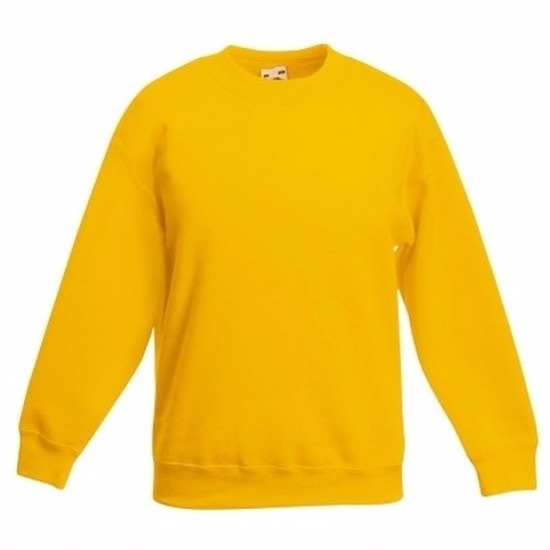 Basic sweater voor kinderen - jongens - geel - katoenmix 3-4 jaar (98/104) -