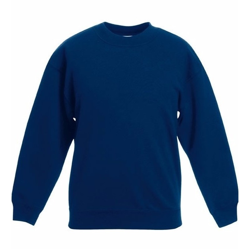 Basic sweater voor kinderen - jongens - donkerblauw - katoenmix 7-8 jaar (122/128) -