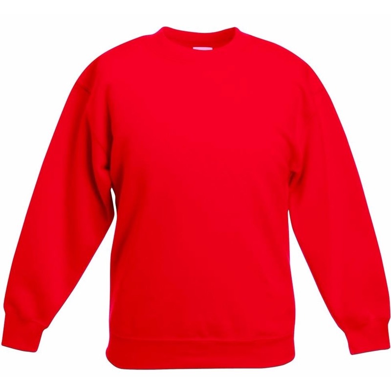 Basic sweater voor kinderen - jongens - rood - katoenmix 9-11 jaar (134/146) -