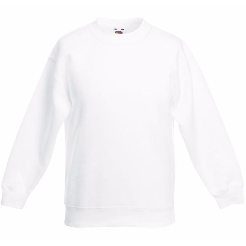 Basic sweater voor kinderen - jongens - wit - katoenmix 14-15 jaar (170/176) -