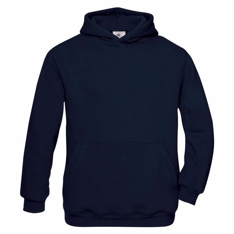 Navy blauwe katoenmix sweater met capuchon voor j 7-8 jaar (122/128) -