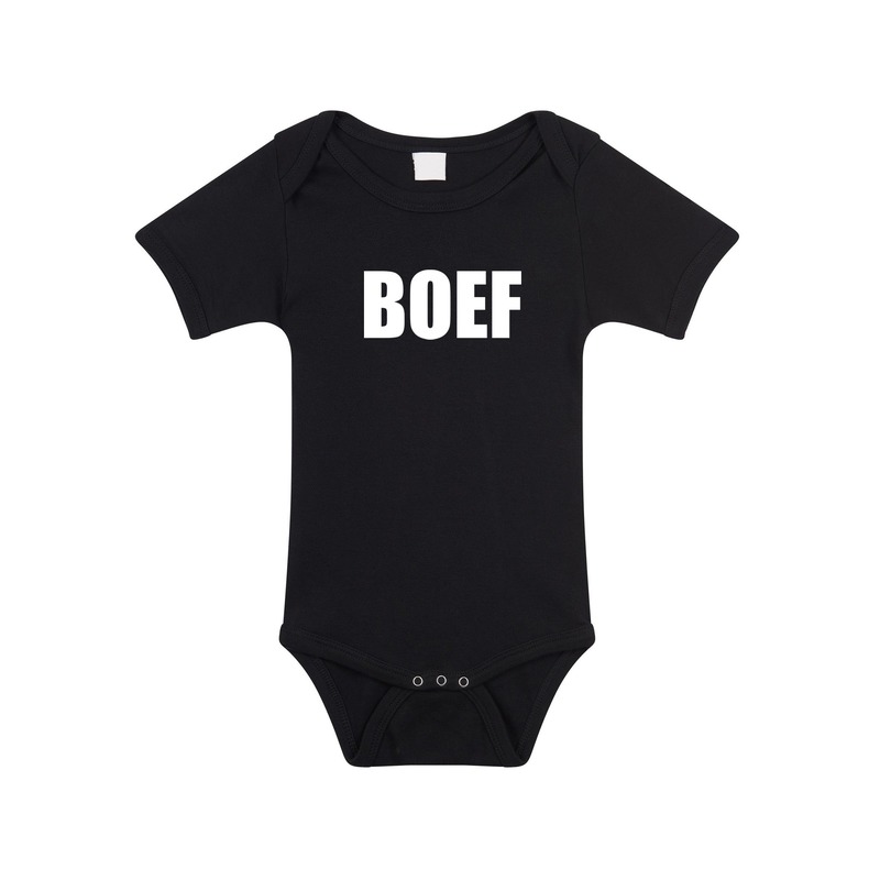 Boef tekst rompertje zwart baby 92 (18-24 maanden) -