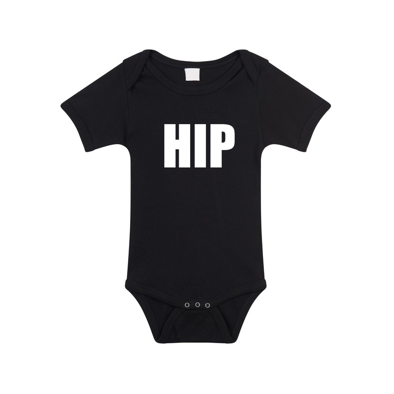 Hip tekst rompertje zwart baby 80 (9-12 maanden) -