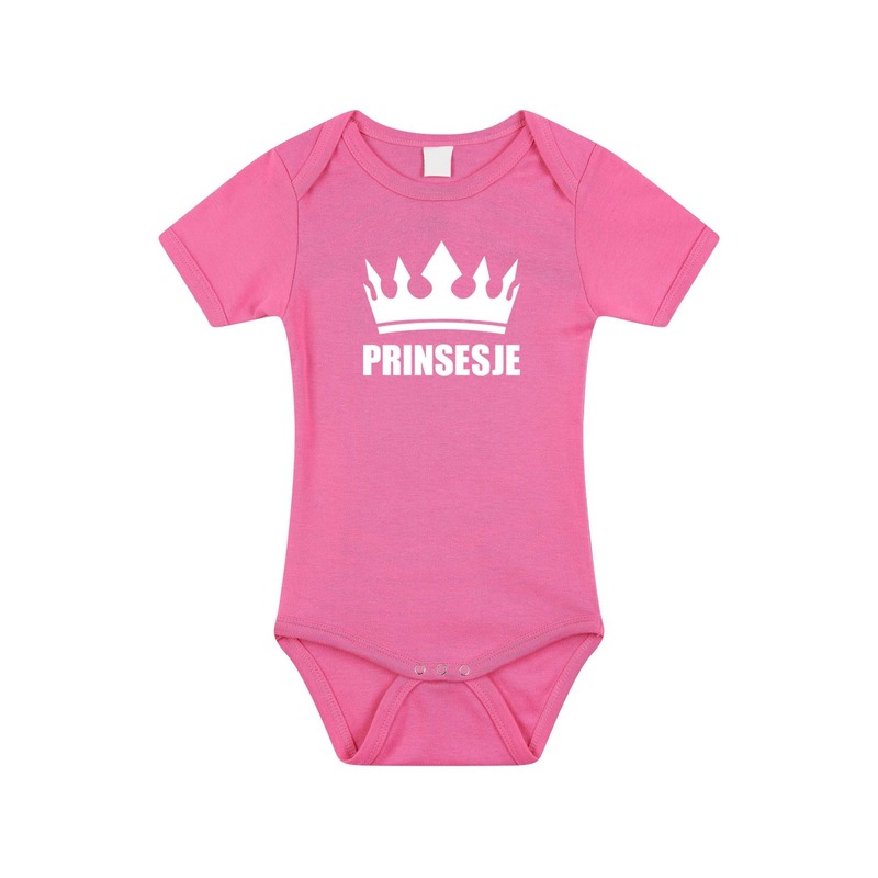 Prinsesje met kroon rompertje roze baby 68 (4-6 maanden) -