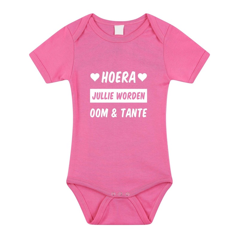 Hoera oom en tante cadeau baby rompertje roze meisjes 68 (4-6 maanden) -
