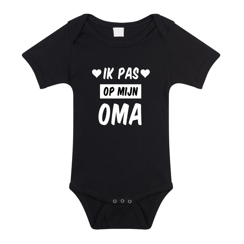 Ik pas op oma cadeau baby rompertje zwart voor meisjes/jongens 68 (4-6 maanden) -