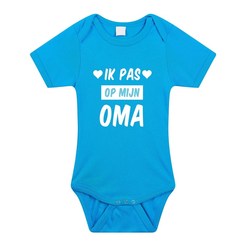 Ik pas op mijn oma cadeau baby rompertje blauw voor jongens 80 (9-12 maanden) -
