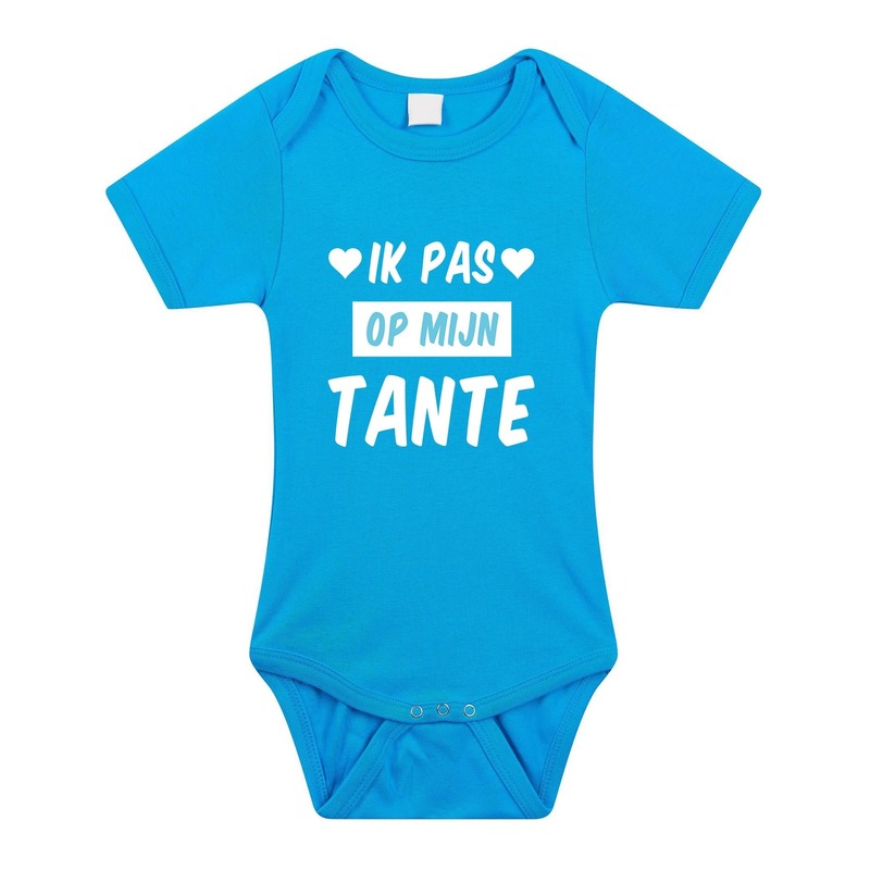 Ik pas op mijn tante cadeau baby rompertje blauw voor jongens 80 (9-12 maanden) -