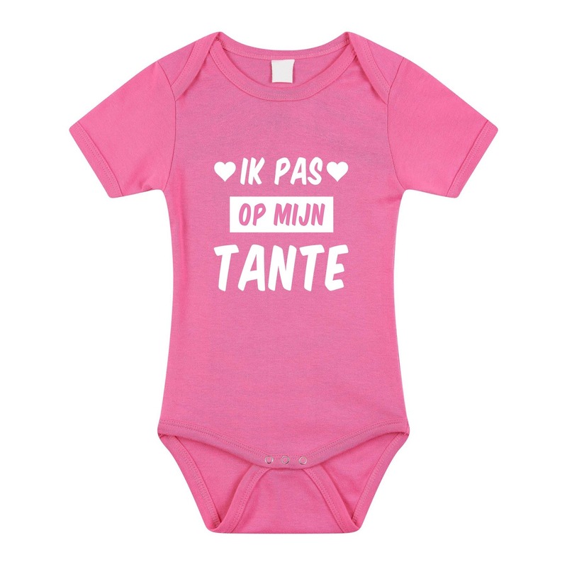 Ik pas op mijn tante cadeau baby rompertje roze voor meisjes 92 (18-24 maanden) -