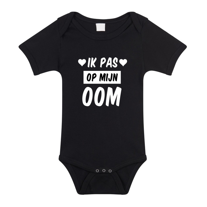 Ik pas op oom cadeau baby rompertje zwart voor meisjes/jongens 56 (1-2 maanden) -