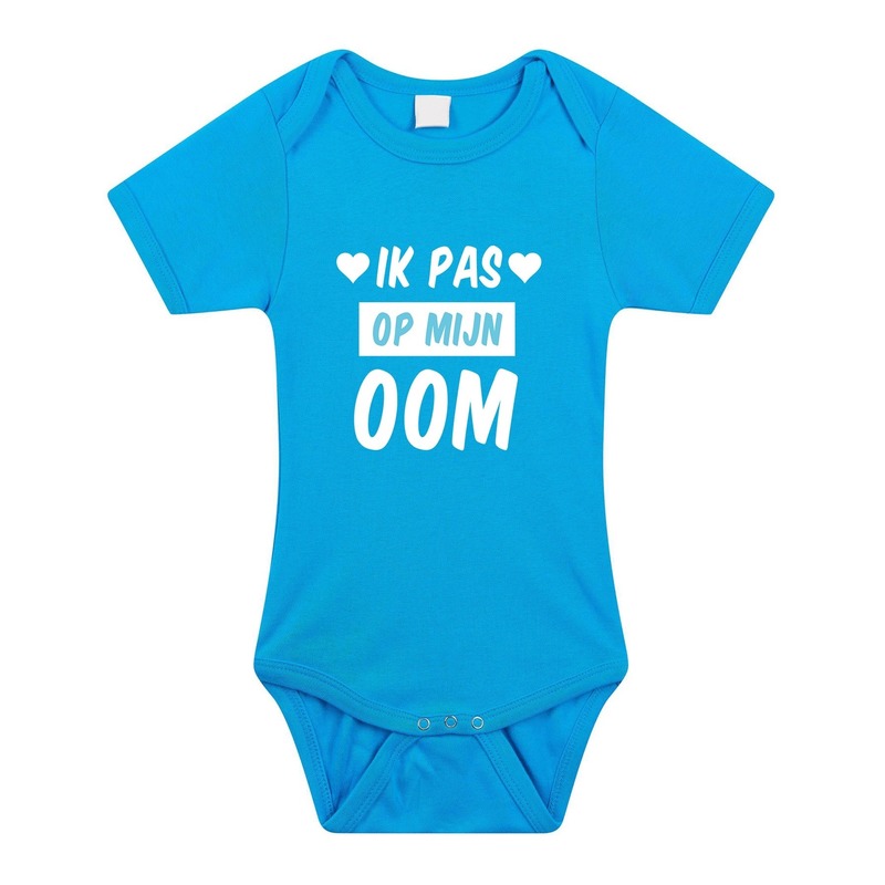Ik pas op mijn oom cadeau baby rompertje blauw voor jongens 80 (9-12 maanden) -