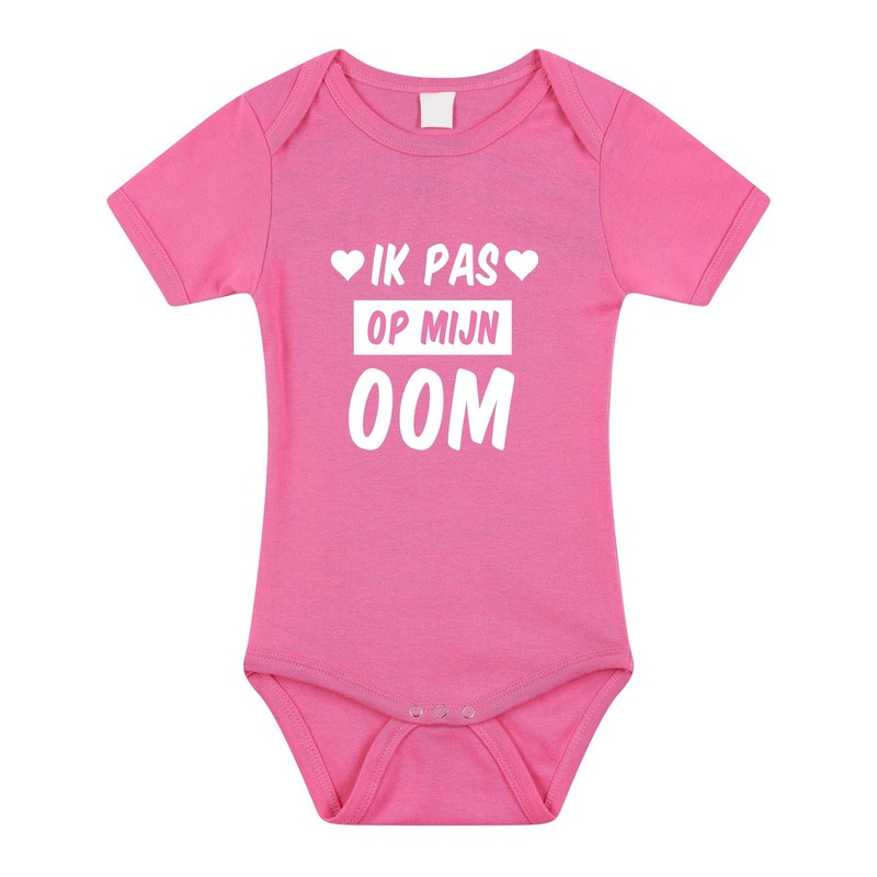 Ik pas op mijn oom cadeau baby rompertje roze voor meisjes 56 (1-2 maanden) -