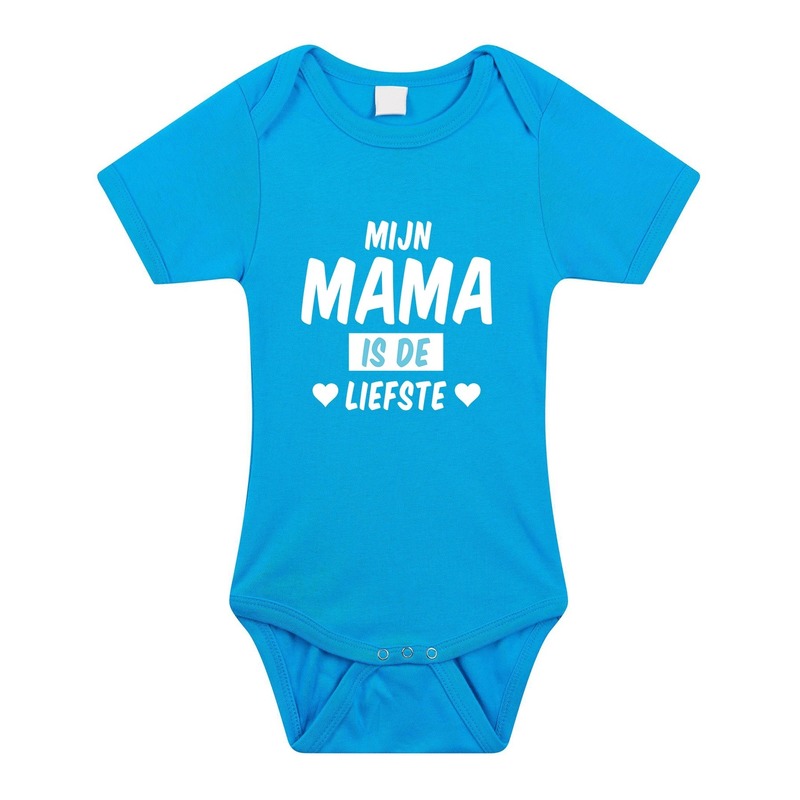 Mijn mama is de liefste cadeau baby rompertje blauw voor jongens 80 (9-12 maanden) -