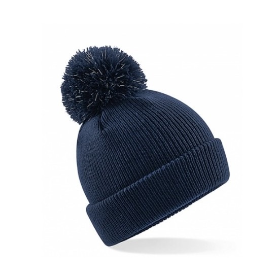 Winter muts - met pompom - navy - kinderen - polyacryl - dubbel laags gebreid -